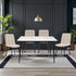 1.2m White Ceramic Table & 4 x Biscuit Panel Stitch Chair Set - The Furniture Warehouse