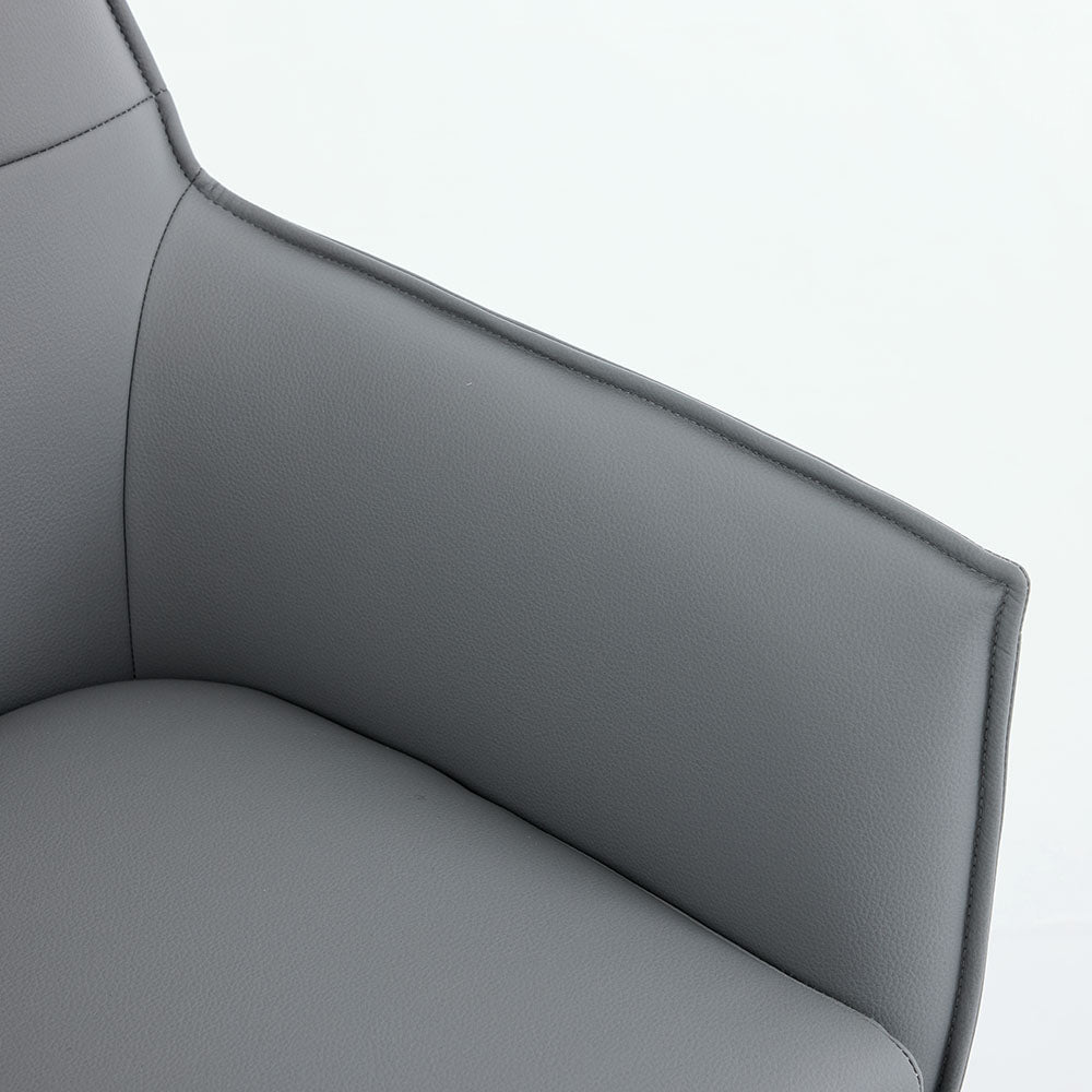 1.2m White Ceramic Table &amp; 4 x Dark Grey Luxe Cross Stitch Swivel Chair Set - The Furniture Warehouse