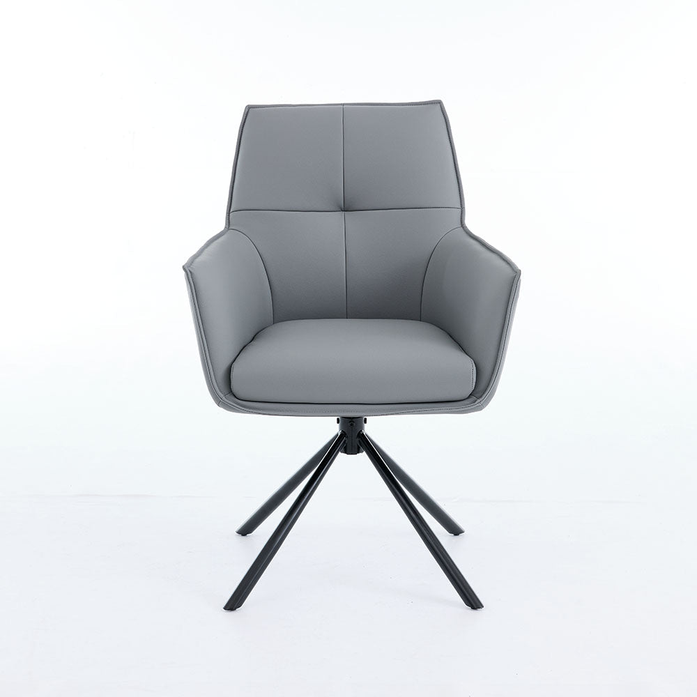 1.2m White Ceramic Table &amp; 4 x Dark Grey Luxe Cross Stitch Swivel Chair Set - The Furniture Warehouse