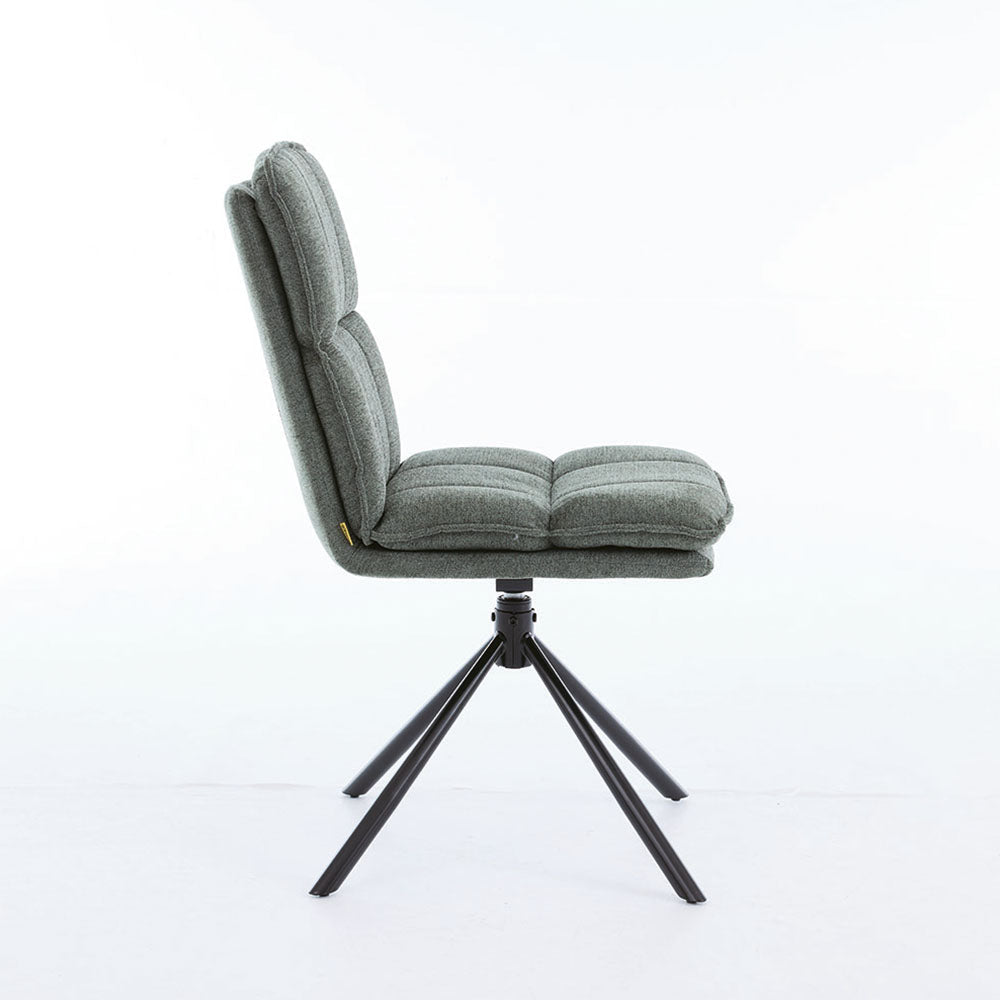 1.2m White Ceramic Table &amp; 4 x Forest Green Luxe Panel Stitch Swivel Chair Set - The Furniture Warehouse