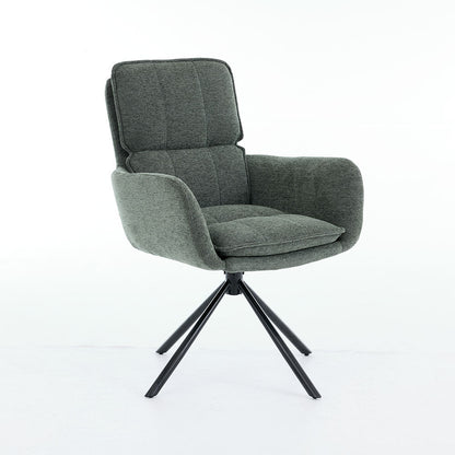 1.2m White Ceramic Table &amp; 4 x Forest Green Luxe Panel Stitch Swivel Chair Set - The Furniture Warehouse