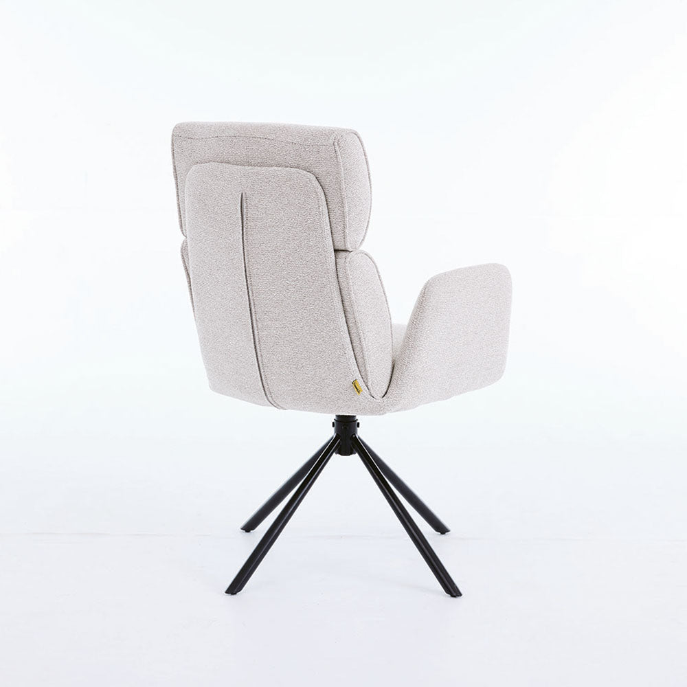 1.2m White Ceramic Table &amp; 4 x Grey High Back Swivel Chair Set - The Furniture Warehouse