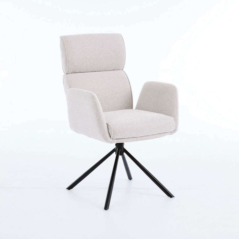 1.2m White Ceramic Table &amp; 4 x Grey High Back Swivel Chair Set - The Furniture Warehouse