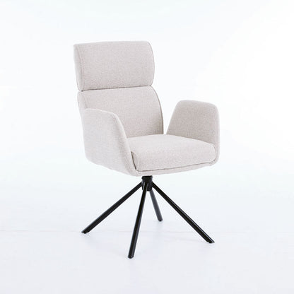 1.2m White Ceramic Table &amp; 4 x Grey High Back Swivel Chair Set - The Furniture Warehouse