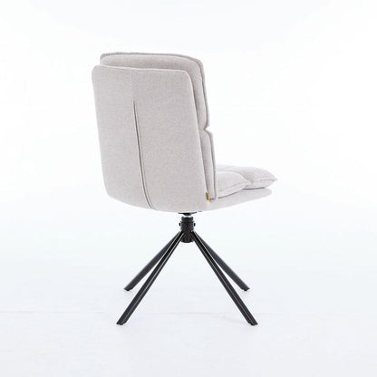 1.2m White Ceramic Table &amp; 4 x Grey Luxe Panel Stitch Swivel Chair Set - The Furniture Warehouse