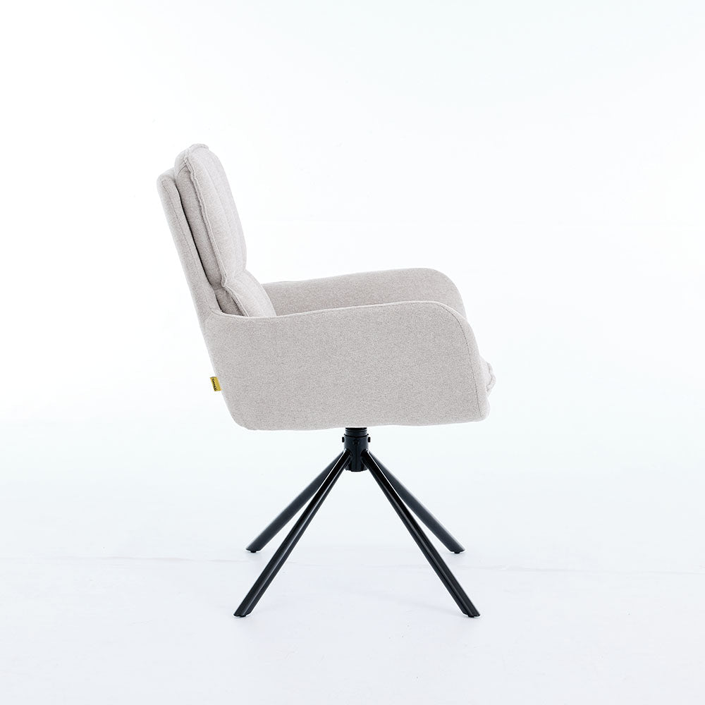 1.2m White Ceramic Table &amp; 4 x Grey Luxe Panel Stitch Swivel Chair Set - The Furniture Warehouse