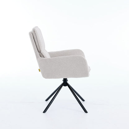1.2m White Ceramic Table &amp; 4 x Grey Luxe Panel Stitch Swivel Chair Set - The Furniture Warehouse