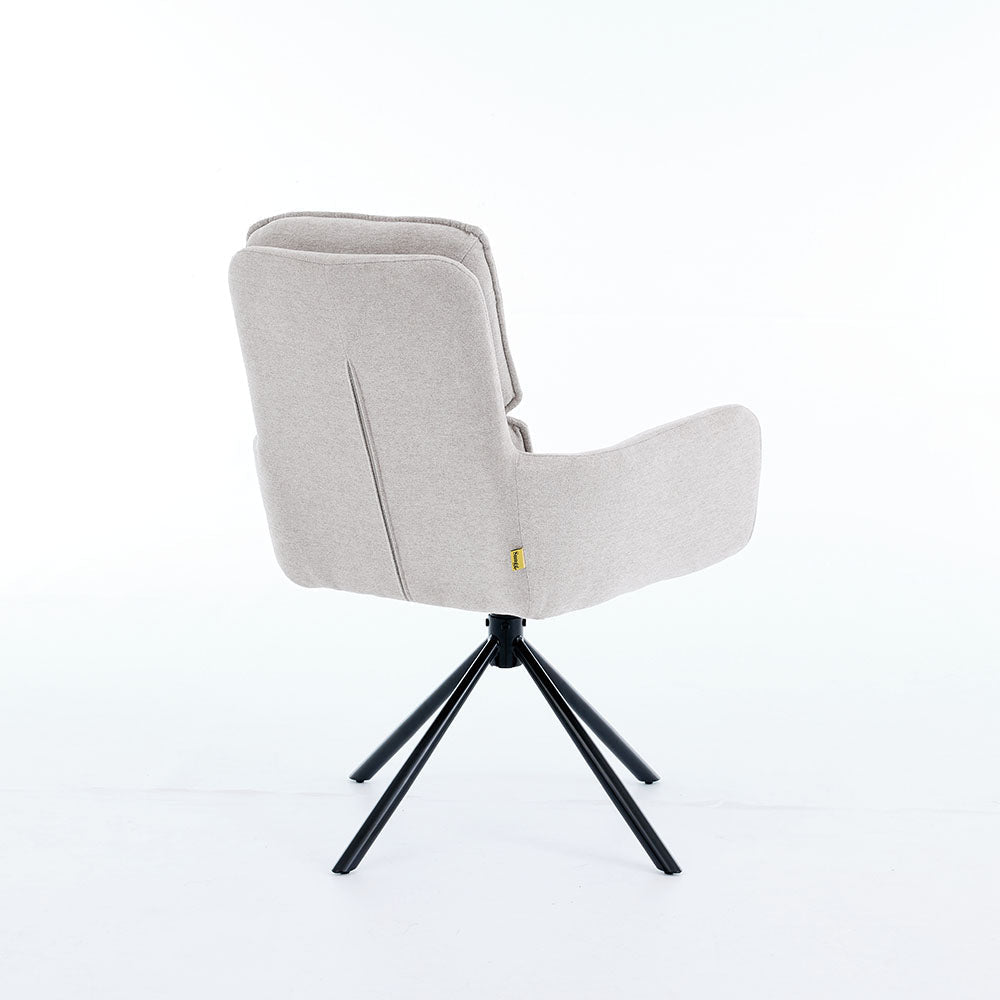 1.2m White Ceramic Table &amp; 4 x Grey Luxe Panel Stitch Swivel Chair Set - The Furniture Warehouse