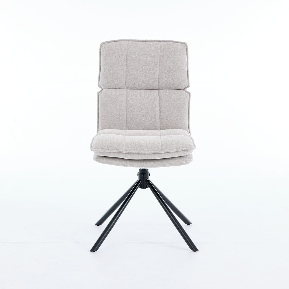 1.2m White Ceramic Table &amp; 4 x Grey Luxe Panel Stitch Swivel Chair Set - The Furniture Warehouse