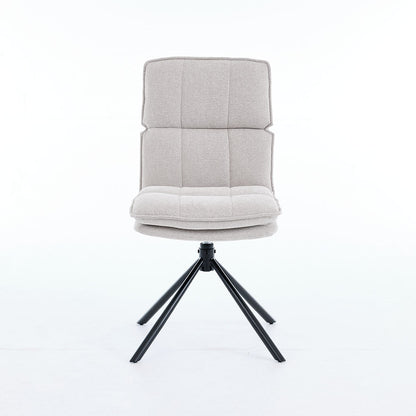 1.2m White Ceramic Table &amp; 4 x Grey Luxe Panel Stitch Swivel Chair Set - The Furniture Warehouse