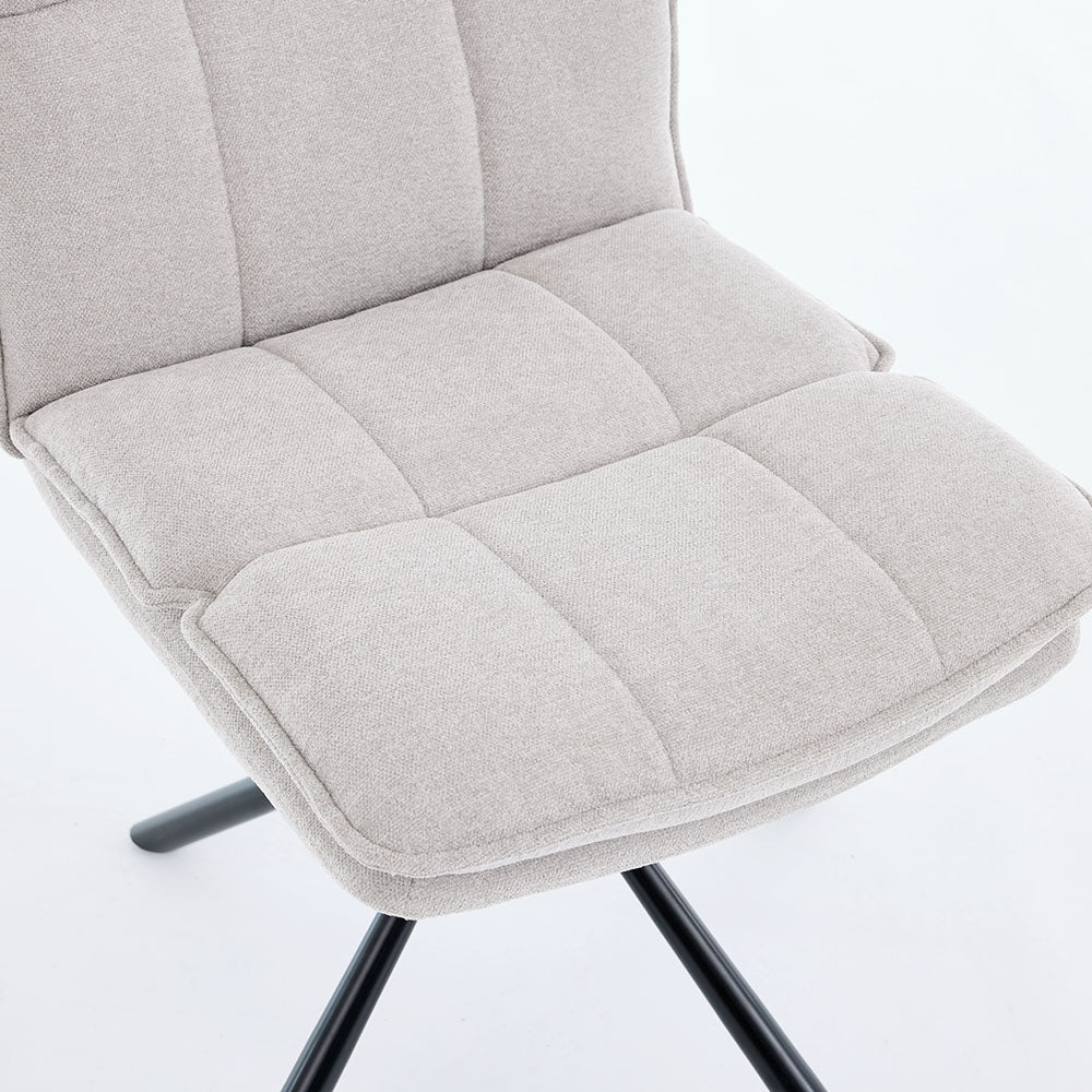 1.2m White Ceramic Table &amp; 4 x Grey Luxe Panel Stitch Swivel Chair Set - The Furniture Warehouse