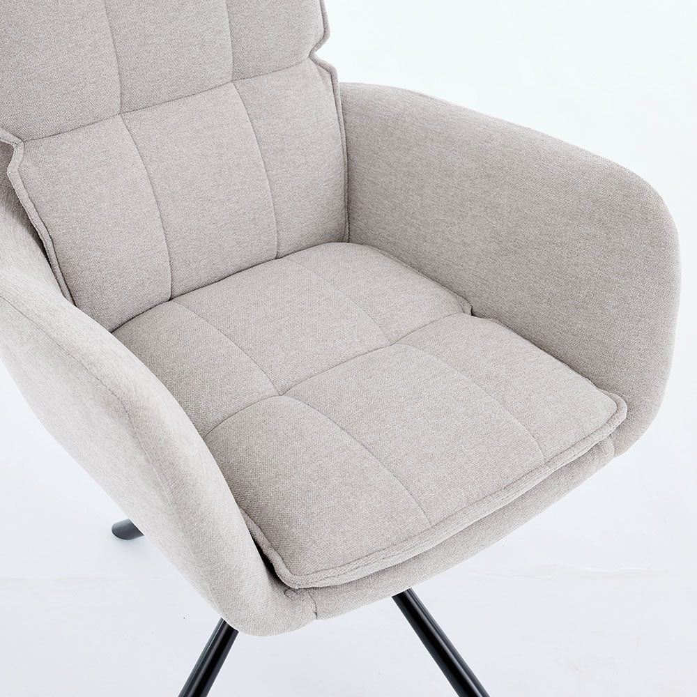 1.2m White Ceramic Table &amp; 4 x Grey Luxe Panel Stitch Swivel Chair Set - The Furniture Warehouse