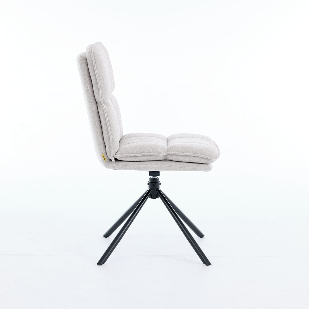 1.2m White Ceramic Table &amp; 4 x Grey Luxe Panel Stitch Swivel Chair Set - The Furniture Warehouse