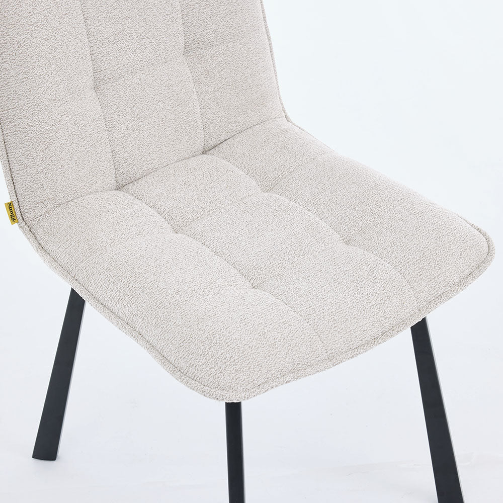 1.2m White Ceramic Table &amp; 4 x Grey Panel Stitch Chair Set - The Furniture Warehouse