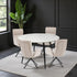 1.2m White Circular Ceramic Table & 4 x Biscuit High Back Swivel Chair Set - The Furniture Warehouse