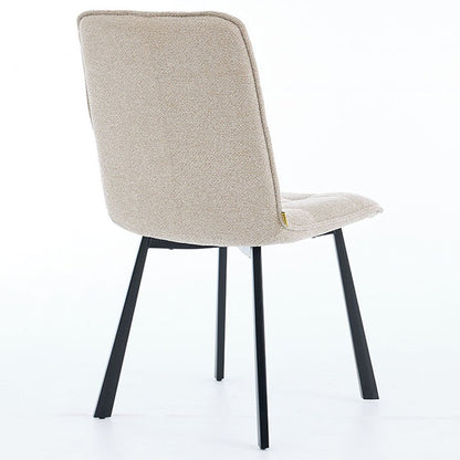 1.2m White Circular Ceramic Table &amp; 4 x Biscuit Panel Stitch Chair Set - The Furniture Warehouse