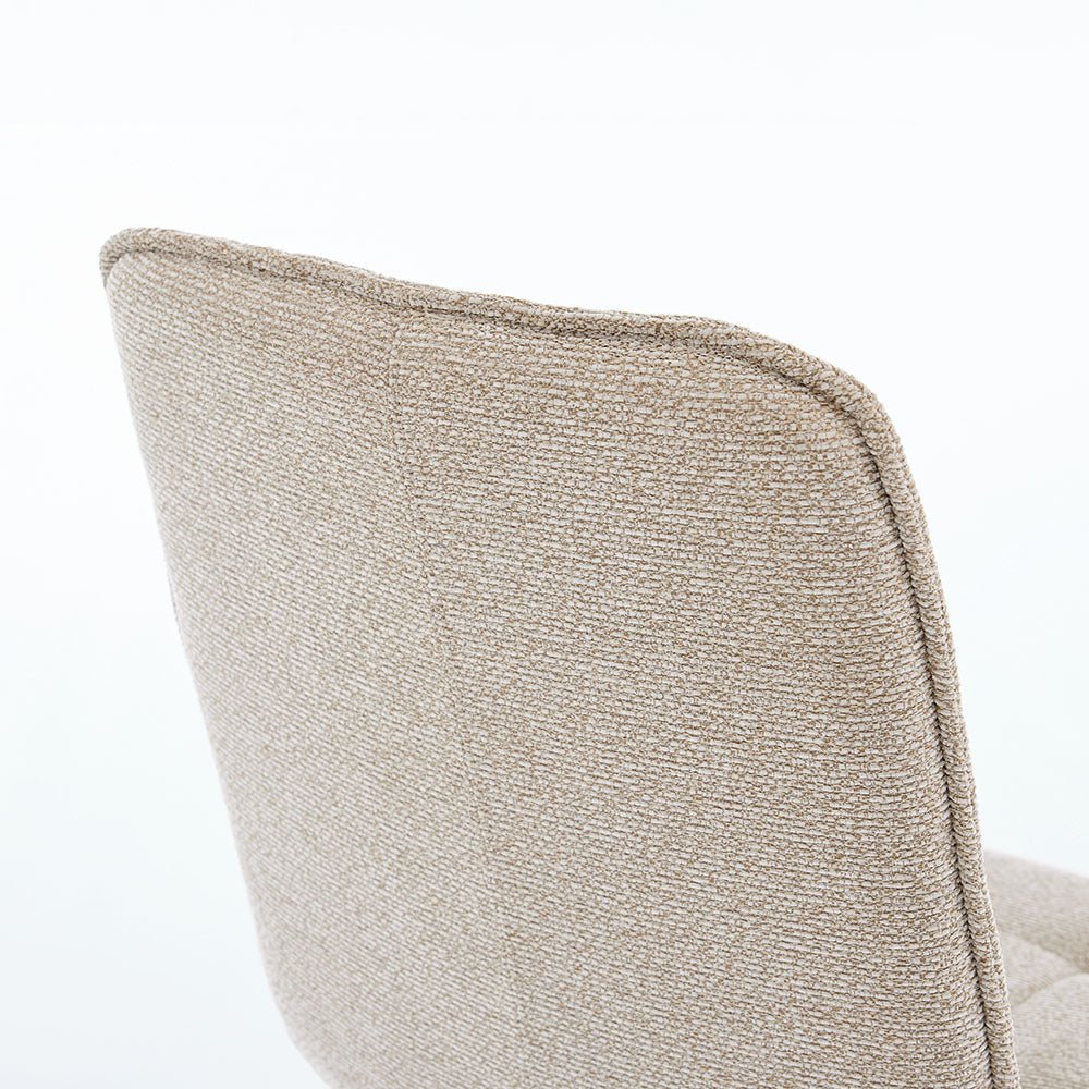 1.2m White Circular Ceramic Table &amp; 4 x Biscuit Panel Stitch Chair Set - The Furniture Warehouse