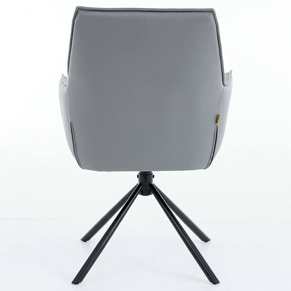 1.2m White Circular Ceramic Table &amp; 4 x Dark Grey Luxe Cross Stitch Swivel Chair Set - The Furniture Warehouse