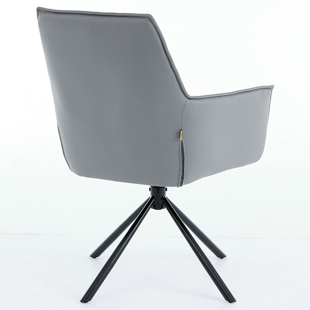 1.2m White Circular Ceramic Table &amp; 4 x Dark Grey Luxe Cross Stitch Swivel Chair Set - The Furniture Warehouse