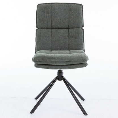 1.2m White Circular Ceramic Table &amp; 4 x Forest Green Luxe Panel Stitch Swivel Chair Set - The Furniture Warehouse