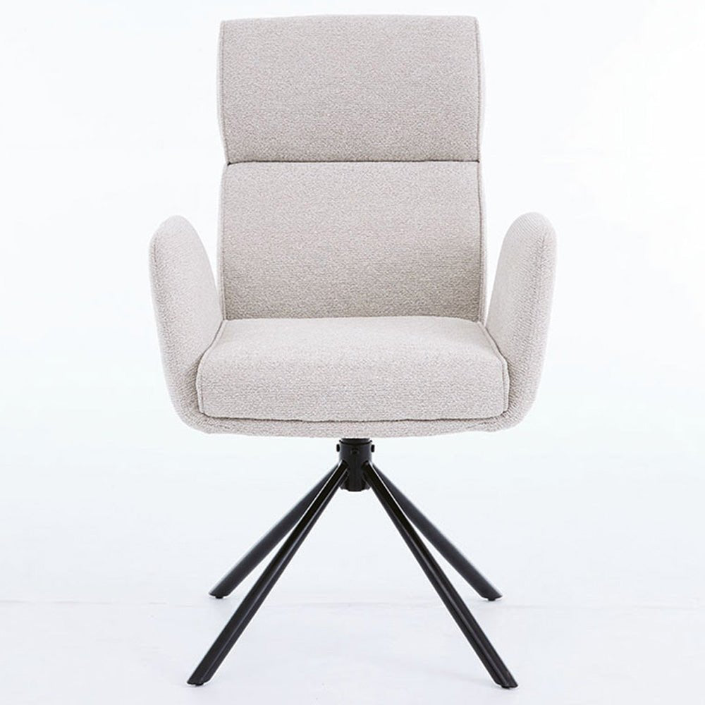 1.2m White Circular Ceramic Table &amp; 4 x Grey High Back Swivel Chair Set - The Furniture Warehouse