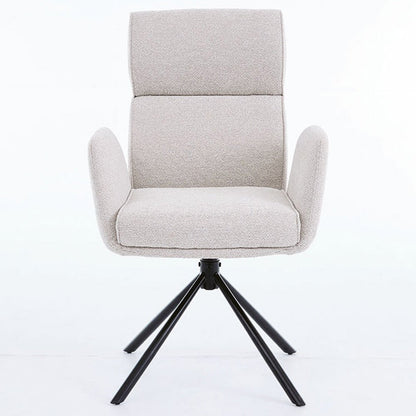 1.2m White Circular Ceramic Table &amp; 4 x Grey High Back Swivel Chair Set - The Furniture Warehouse