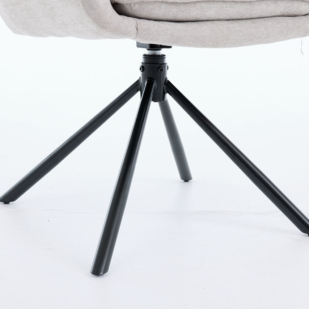 1.2m White Circular Ceramic Table &amp; 4 x Grey Luxe Panel Stitch Swivel Chair Set - The Furniture Warehouse