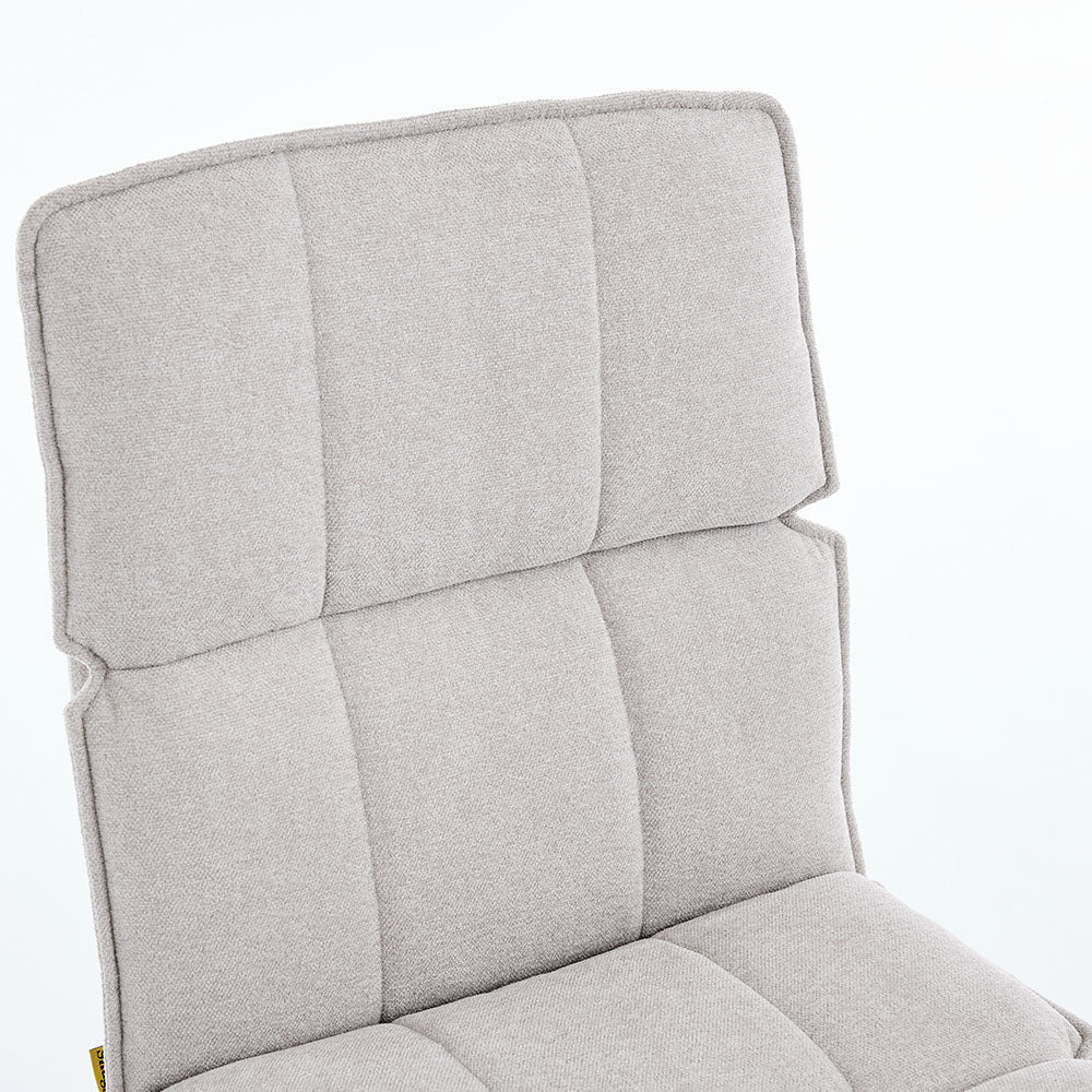1.2m White Circular Ceramic Table &amp; 4 x Grey Luxe Panel Stitch Swivel Chair Set - The Furniture Warehouse