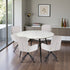 1.2m White Circular Ceramic Table & 4 x Grey Luxe Panel Stitch Swivel Chair Set - The Furniture Warehouse