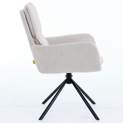 1.2m White Circular Ceramic Table &amp; 4 x Grey Luxe Panel Stitch Swivel Chair Set - The Furniture Warehouse
