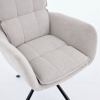 1.2m White Circular Ceramic Table &amp; 4 x Grey Luxe Panel Stitch Swivel Chair Set - The Furniture Warehouse