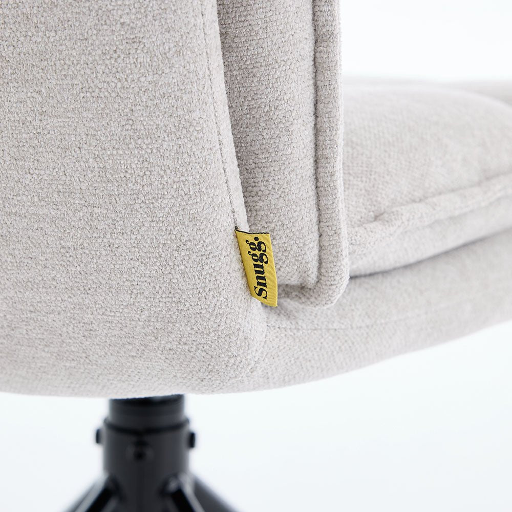 1.2m White Circular Ceramic Table &amp; 4 x Grey Luxe Panel Stitch Swivel Chair Set - The Furniture Warehouse