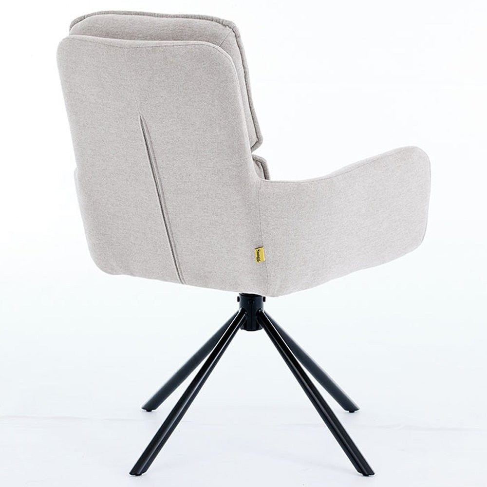 1.2m White Circular Ceramic Table &amp; 4 x Grey Luxe Panel Stitch Swivel Chair Set - The Furniture Warehouse