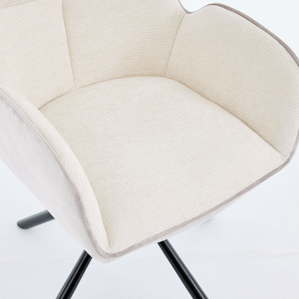 1.2m White Circular Ceramic Table &amp; 4 x Grey Luxe T Stitch Swivel Chair Set - The Furniture Warehouse