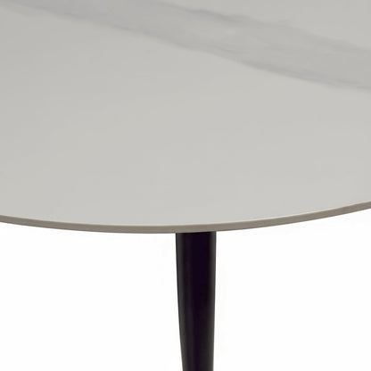 1.2m White Circular Ceramic Table &amp; 4 x Grey Luxe T Stitch Swivel Chair Set - The Furniture Warehouse