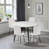 1.2m White Circular Ceramic Table & 4 x Grey Panel Stitch Chair Set - The Furniture Warehouse