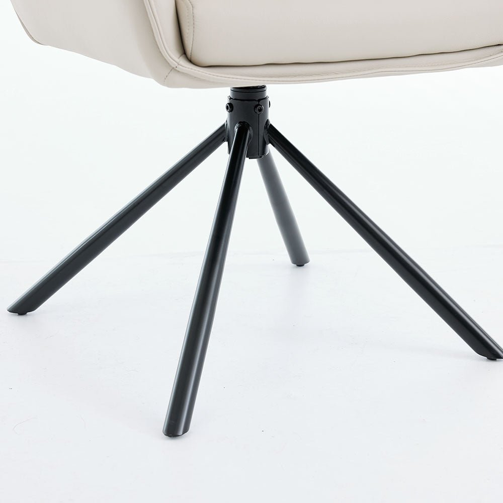 1.2m White Circular Ceramic Table &amp; 4 x Light Grey Luxe Cross Stitch Swivel Chair Set - The Furniture Warehouse