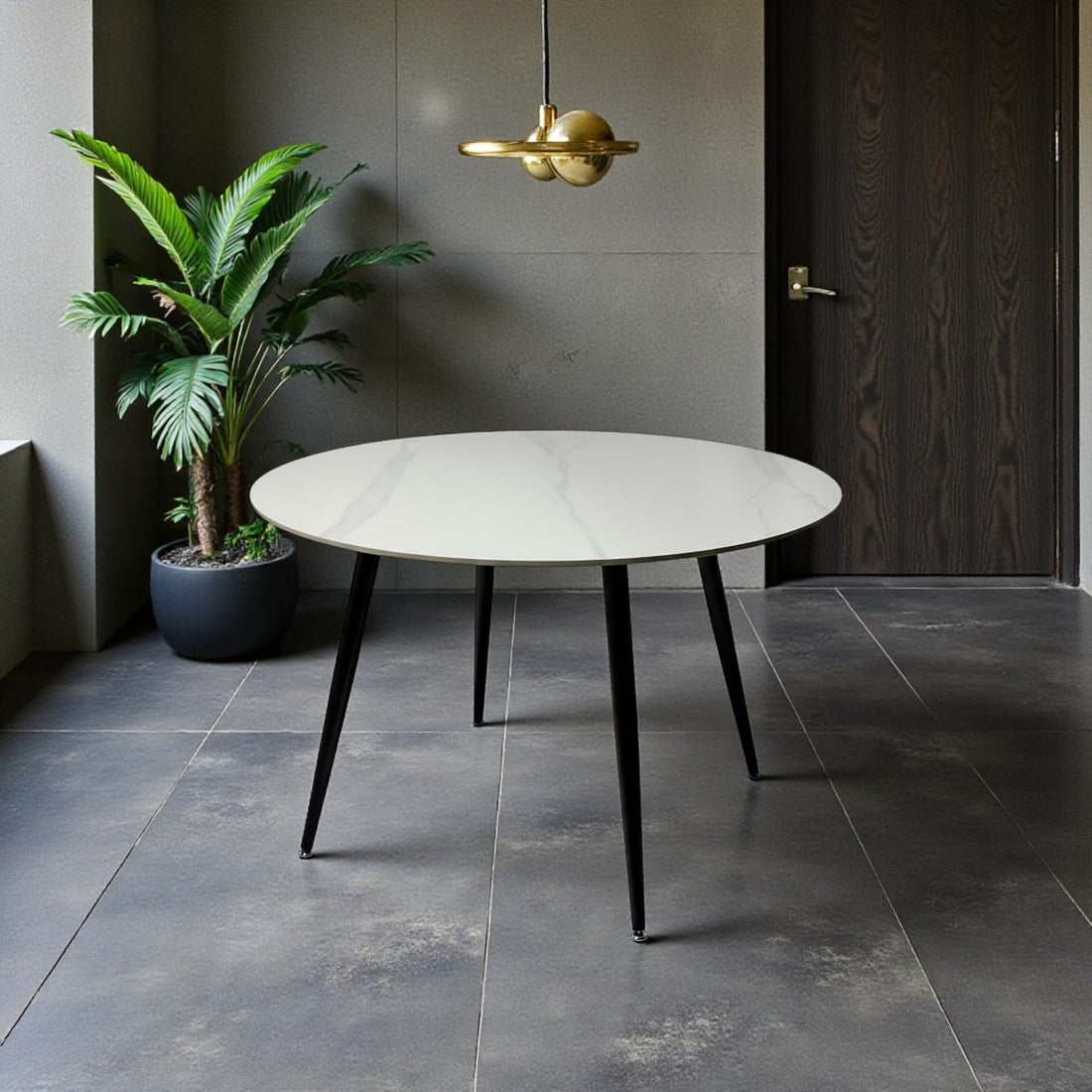 1.2m White Circular Fixed Ceramic Table - The Furniture Warehouse