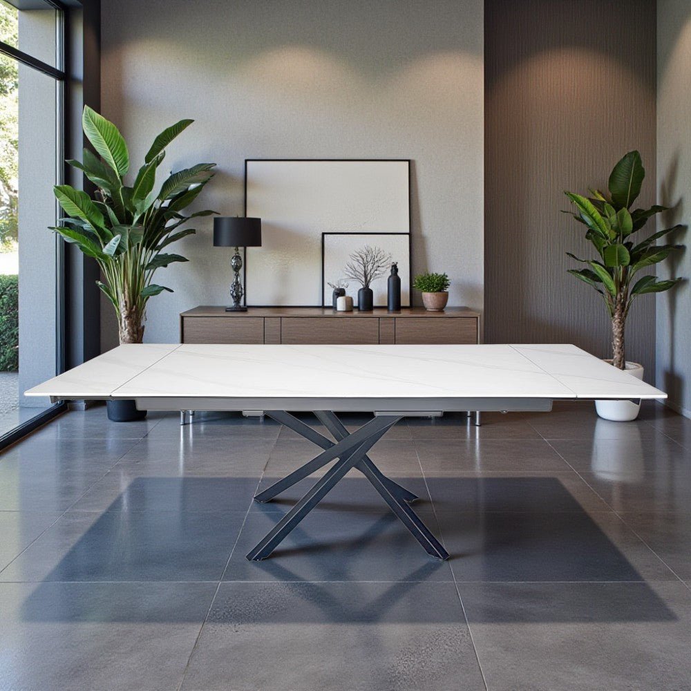 1.6m White Extending Ceramic Table - The Furniture Warehouse