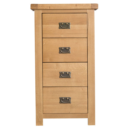 Winchester Oak 4 Drawer Narrow Chest