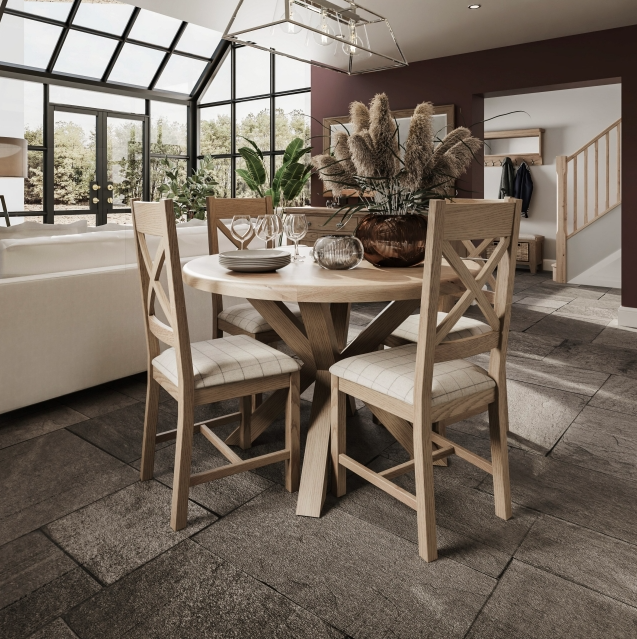 Wessex Smoked Oak Small Round Cross Leg Dining Table