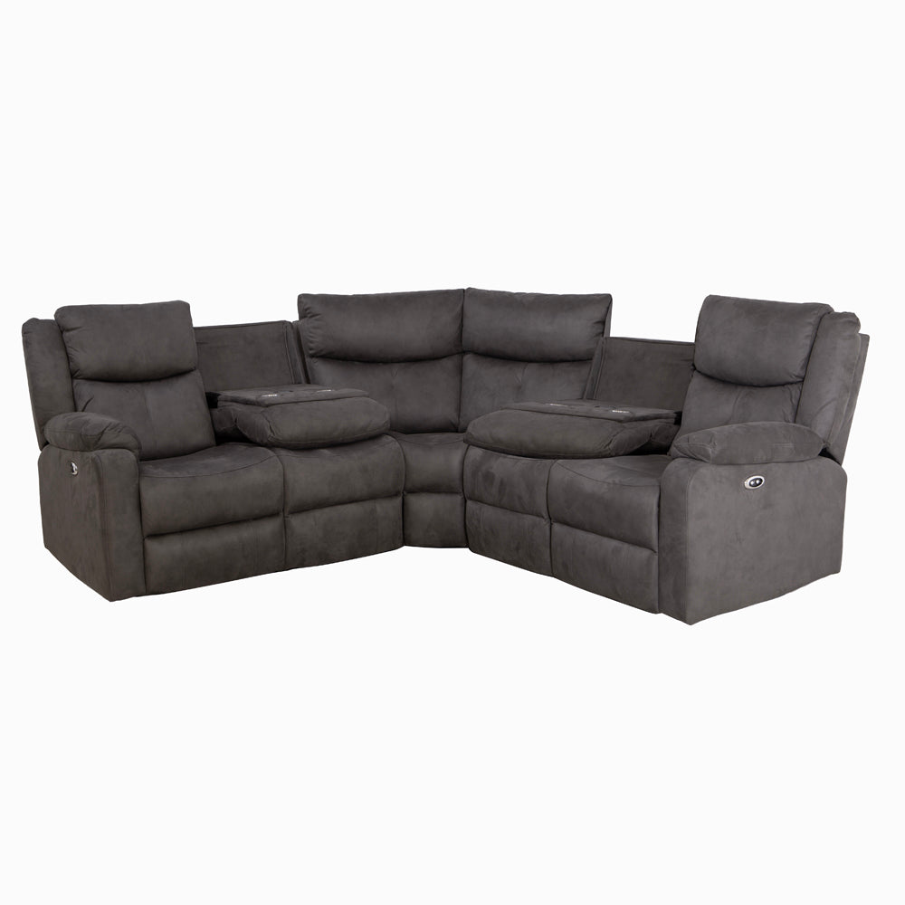 Rome Steel Power Corner Sofa with Console