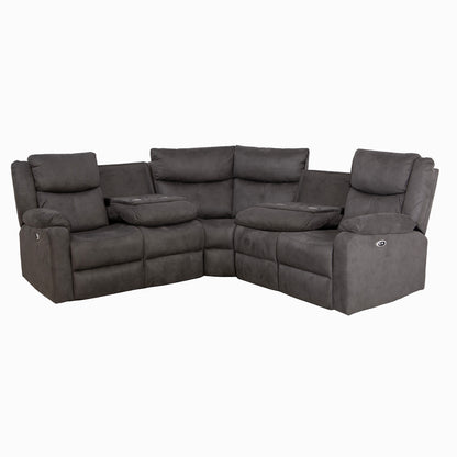 Rome Steel Power Corner Sofa with Console