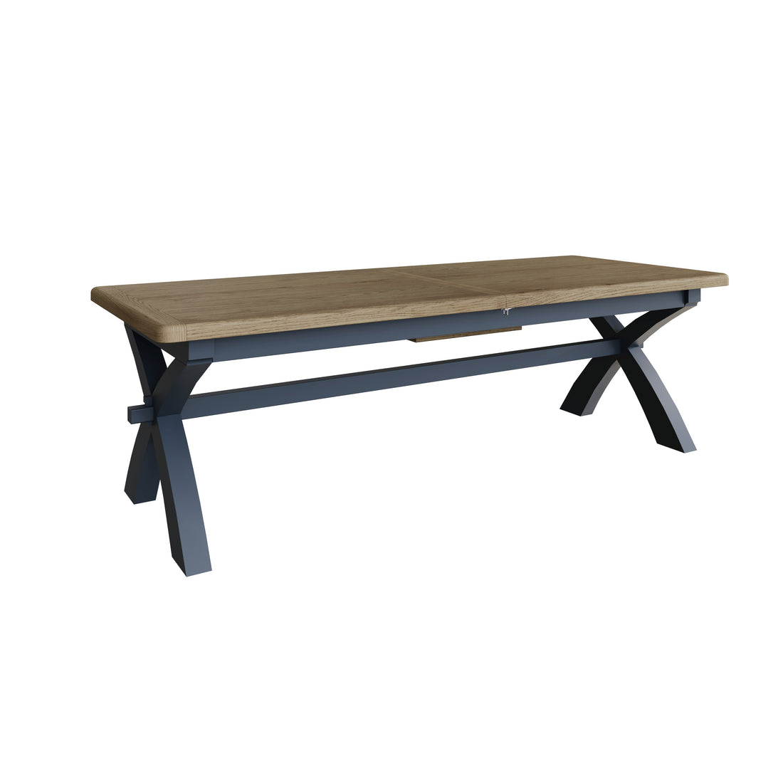 Wessex Smoked Oak Blue Painted 2.5m Cross Leg Extending Dining Table