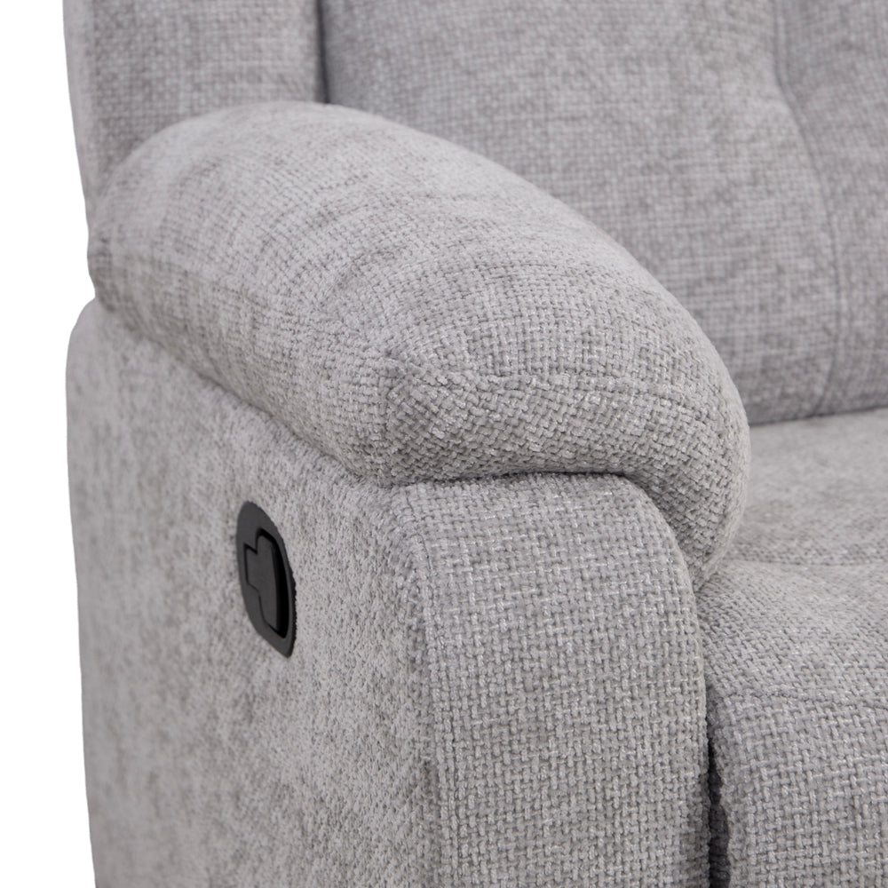Rome Silver Manual Recliner 3 Seater Sofa with Console