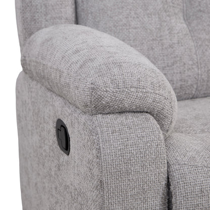 Rome Silver Manual Recliner 3 Seater Sofa with Console