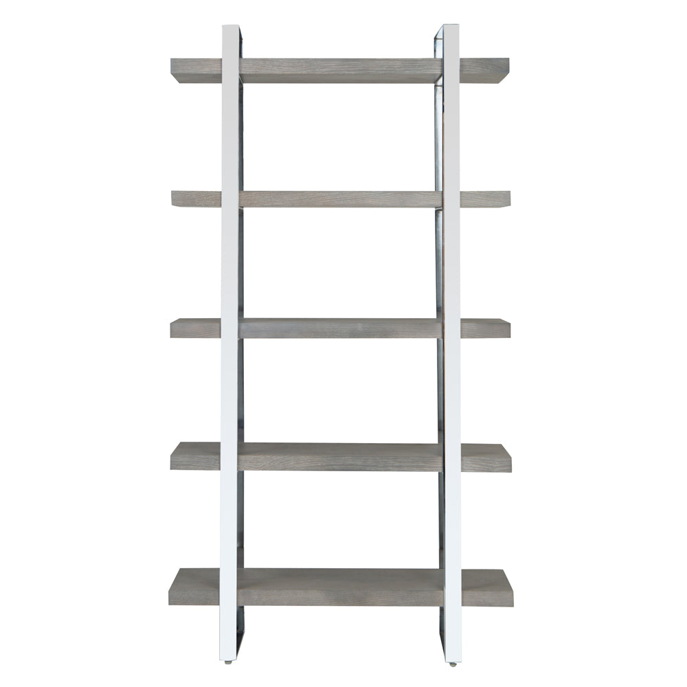 Milan Chrome &amp; Oak Large Bookcase