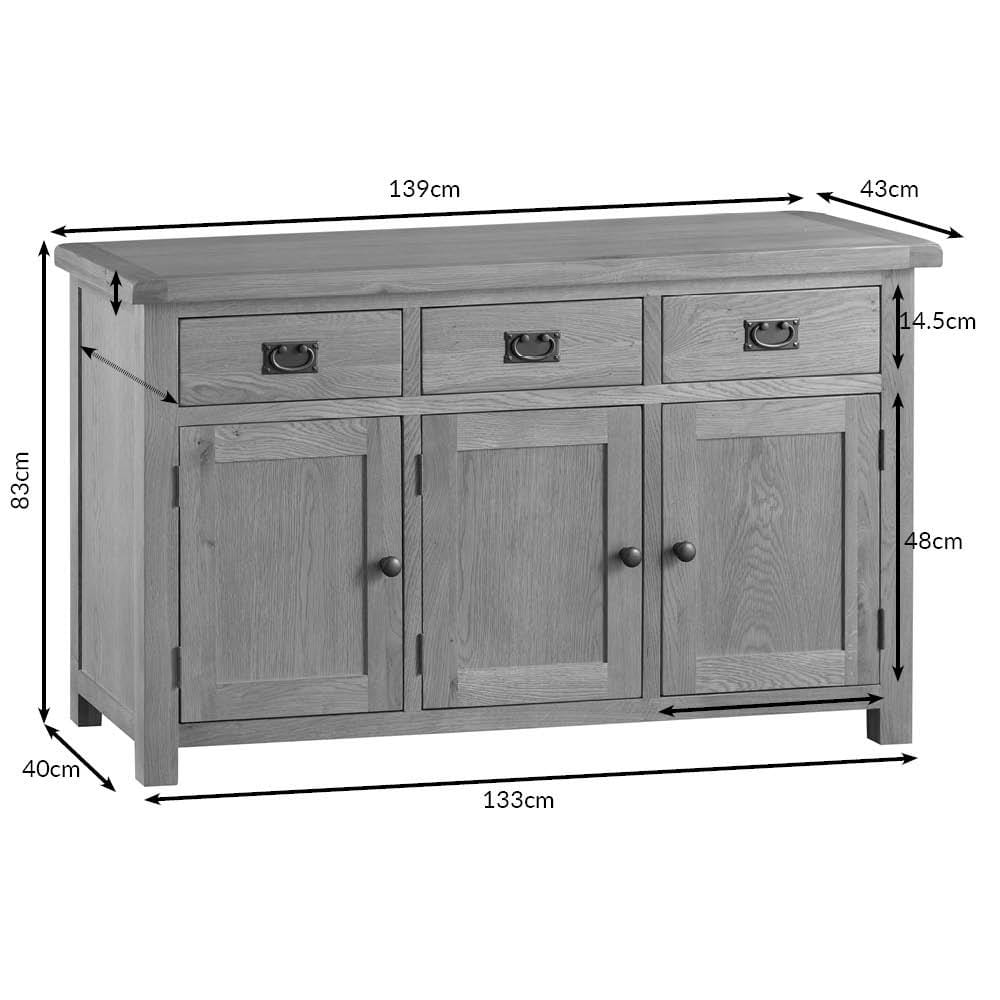 Winchester Oak Large 3 Door Sideboard