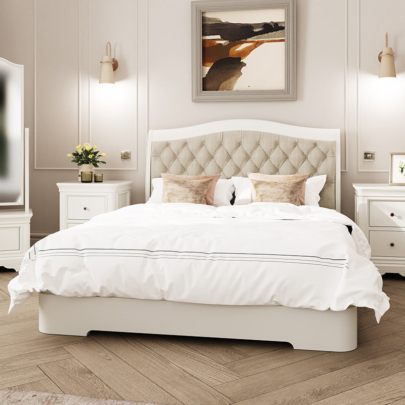 Harrington Bone Painted Upholstered Double Bed Frame
