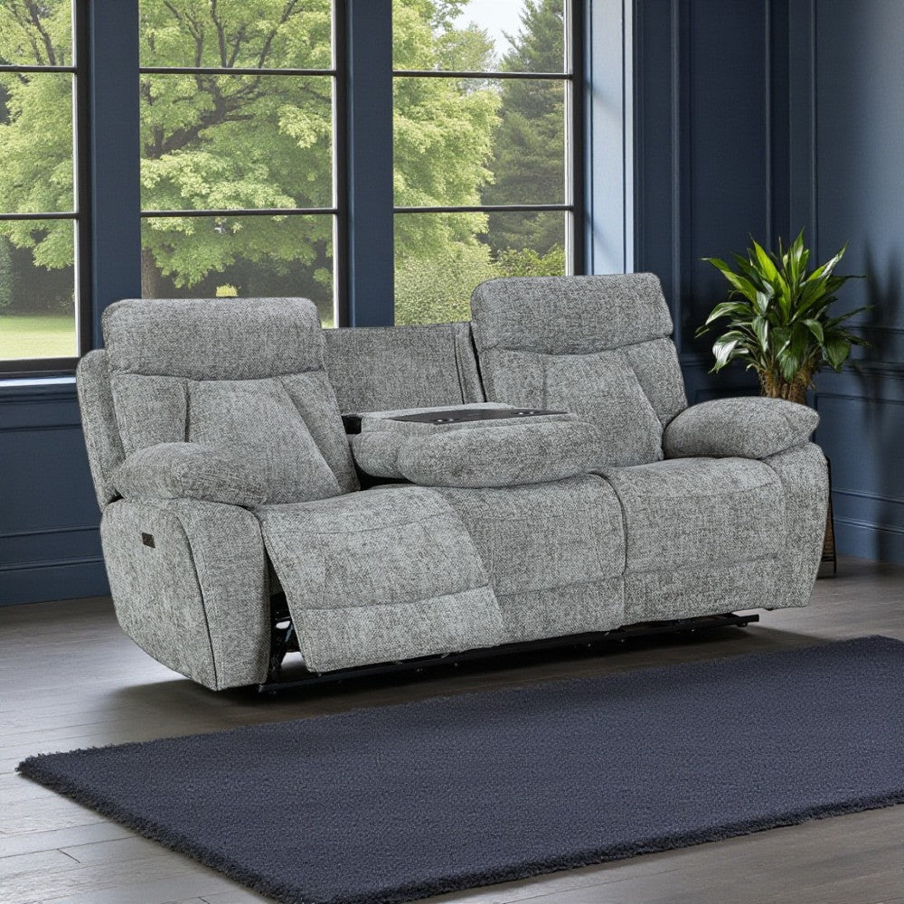 Venice Nickel Power 3 Seater Sofa with Console